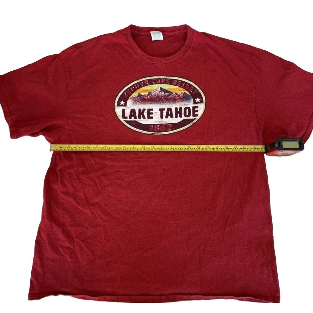 Red Lake Tahoe Vintage Men's logo Graphic Short Sleeve Tshirt Size 2xl - Picture 6 of 9
